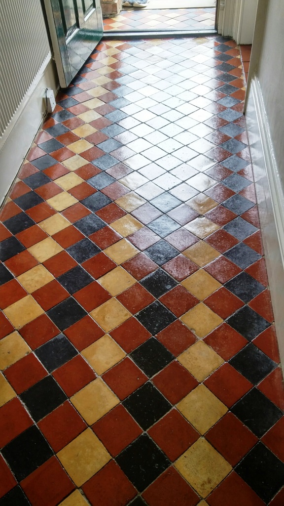 Old Victorian tiled hallway after cleaning Louth