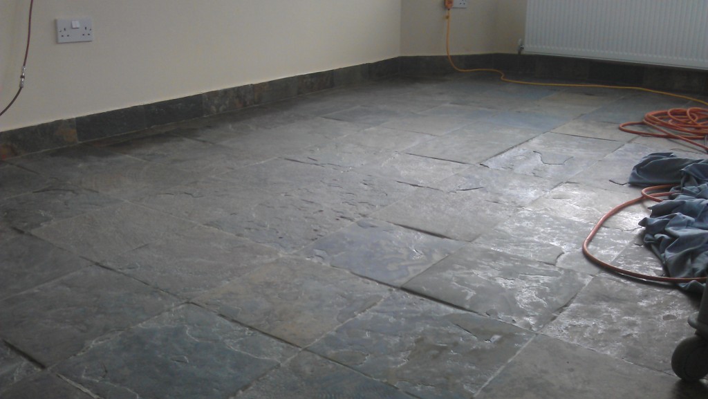Slate Floor Before Cleaning and Sealing