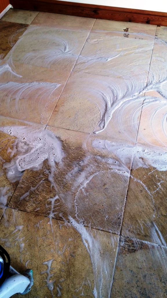 Sandstone Tiled Floor During Cleaning in Coningsby