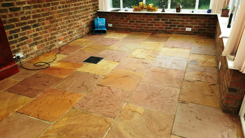 Riven Flagstone Floor After Sealing Boston