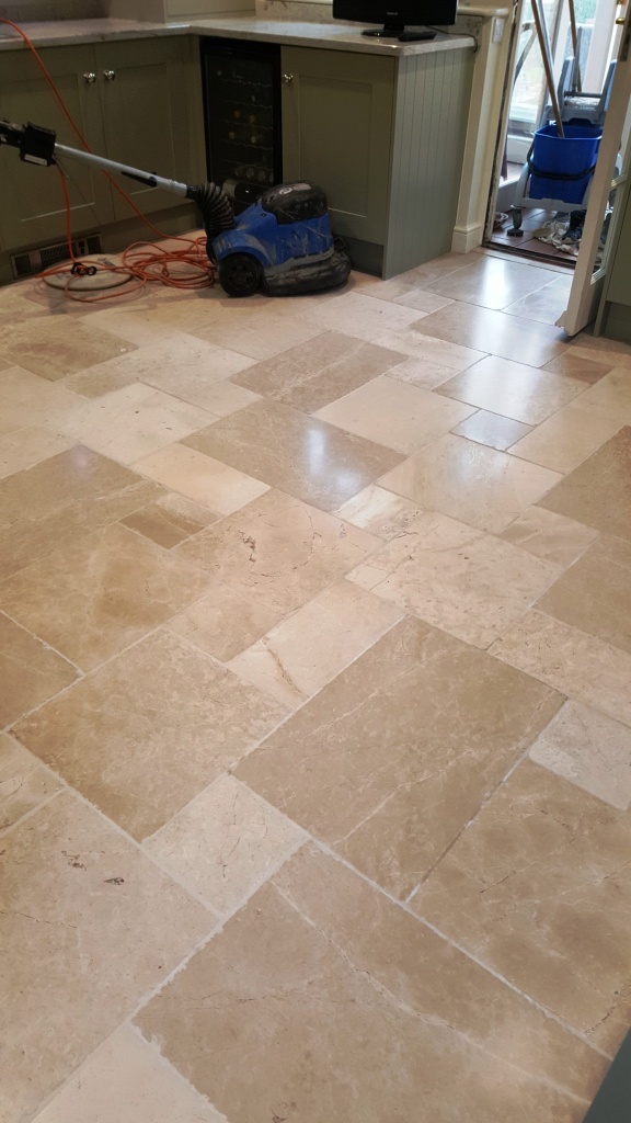 Travertine Kitchen Floor After Cleaning Lincoln