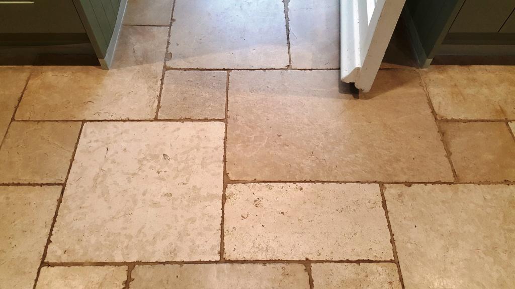 Travertine Kitchen Floor Before Cleaning Lincoln