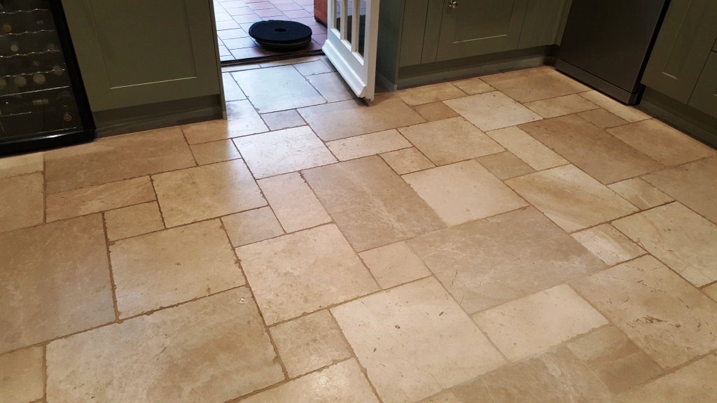 Travertine Kitchen Floor Before Cleaning Lincoln