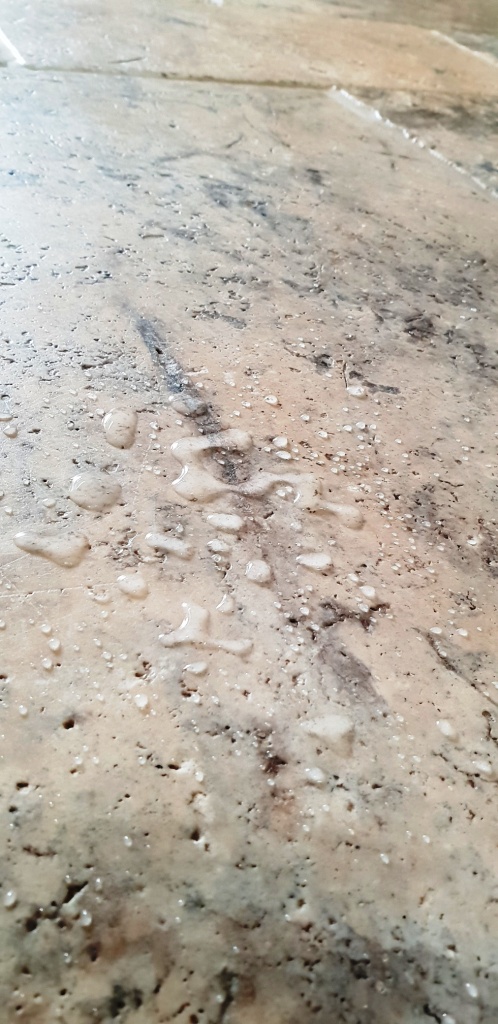 Travertine Floor Coningsby After Sealing Water Test