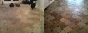 Italian Riven Slate Before and After Cleaning