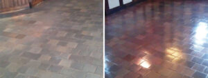 Quarry Tile Before and After Cleaning and Sealing