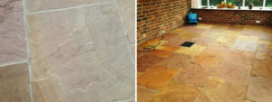 Riven Flagstone Floor Before and After Sealing Boston