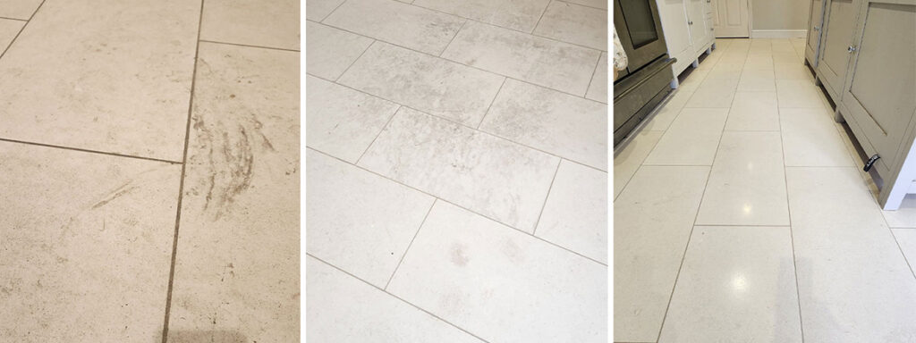 Badly Stained Limestone Floor Renovated in Sleaford