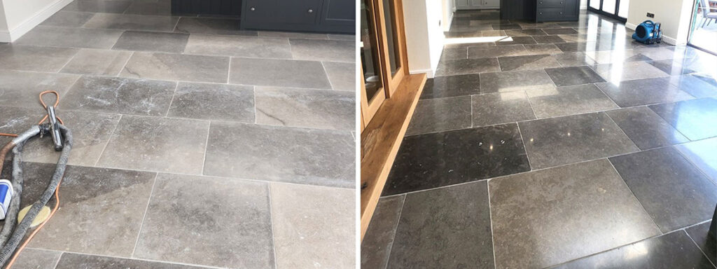 Dull Scratched Limestone Floor Polished in Horncastle South Lincolnshire